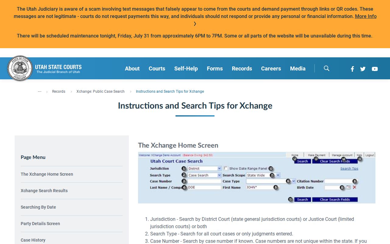South Jordan people search through Utah Xchange court fields