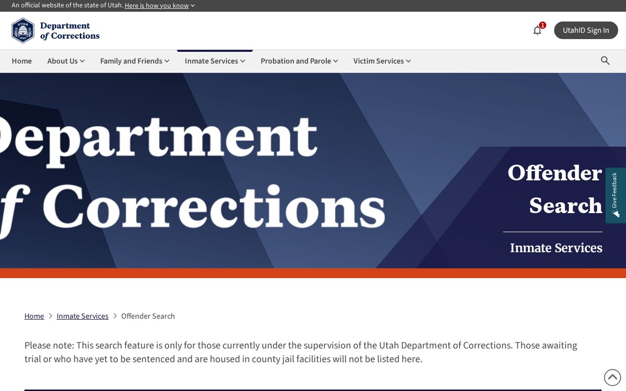 South Jordan public records view of the Utah offender search