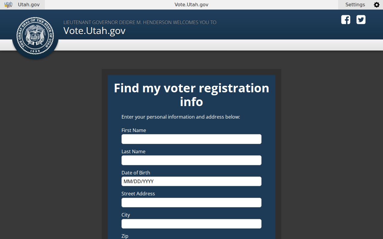 South Jordan voter registration status lookup fields