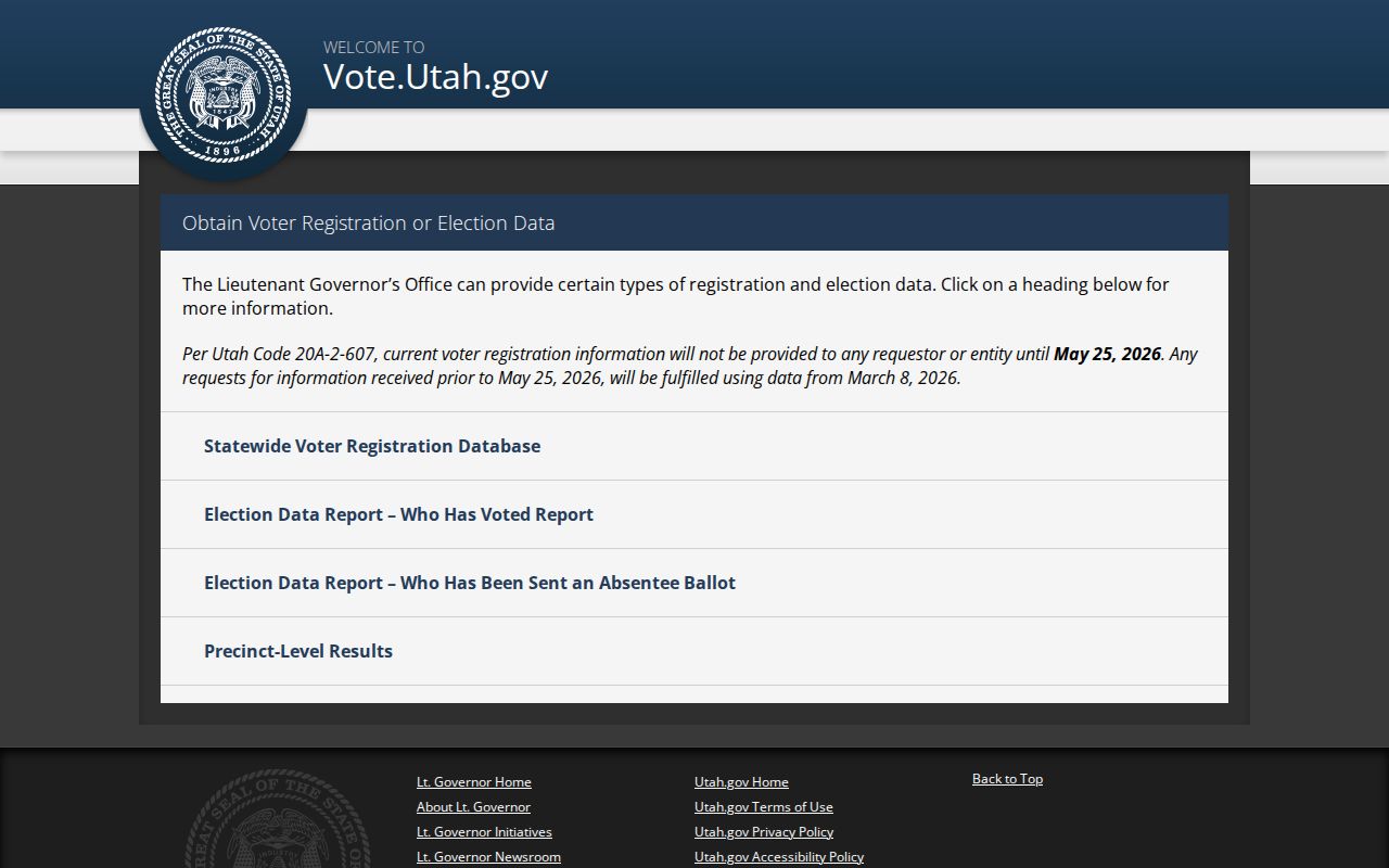 South Jordan voter records and Utah voter data request products